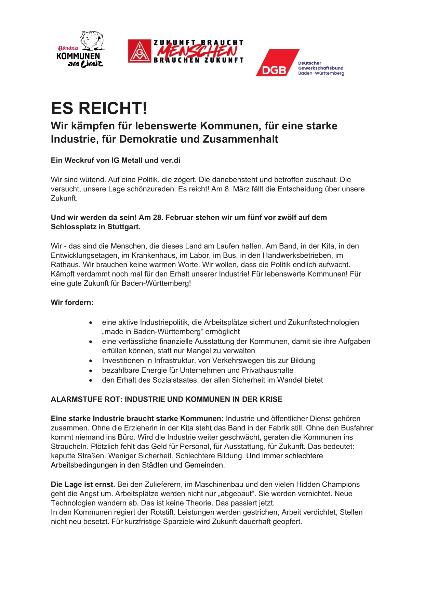 Aufruf Kundgebung Alarmstufe Rot