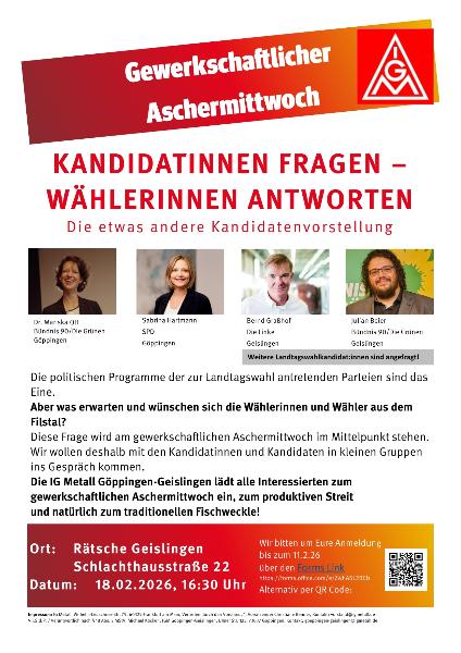Einladung gewerkschaftlicher Aschermittwoch