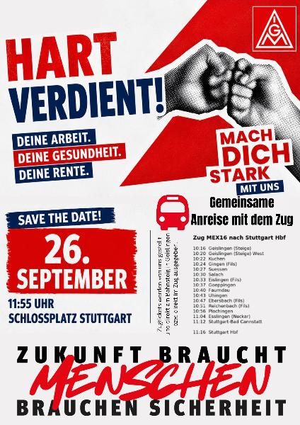 Demoflyer 26. September mit Zugfahrzeiten